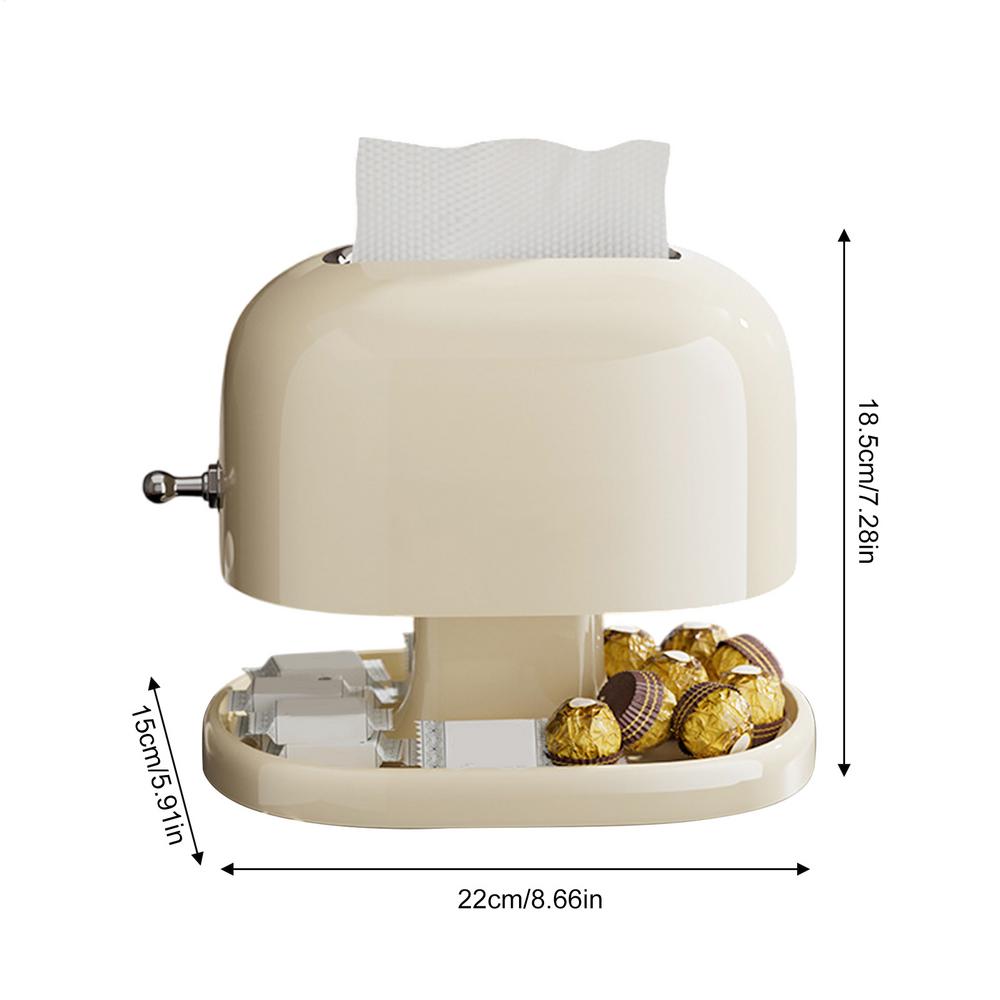 Tissue Box Cover with Tray Decorative Spring Support Napkin Holders Retro Style Tissue Dispenser Double-Layer with Hook