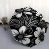 1pc Black and White Floral Pattern Pattern Automatic Umbrella Is Fashionable and Good-Looking, a Portable 3-Fold Umbrella, Suitable for Travel and Dai