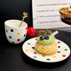Creative Retro Style Polka Dot Ceramic Coffee Cup Saucer Personalized Gift For Friends Afternoon Tea Cup Set Souvenir