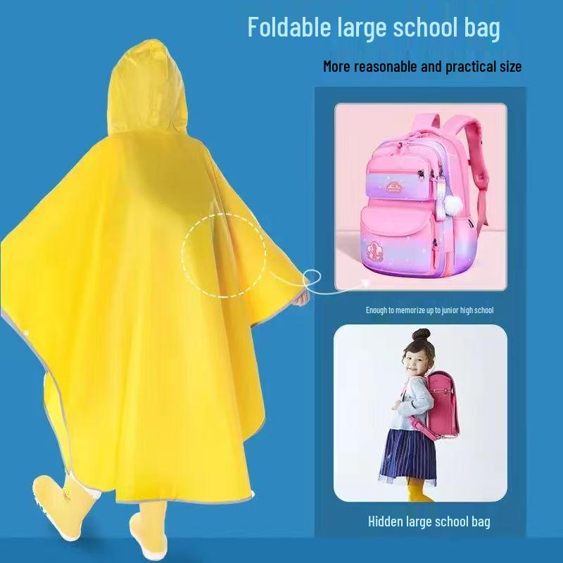 Children's Waterproof Raincoat with Face Protection for Primary School Boys and Girls, Easy On/Off, Ideal for Classes & Activities.