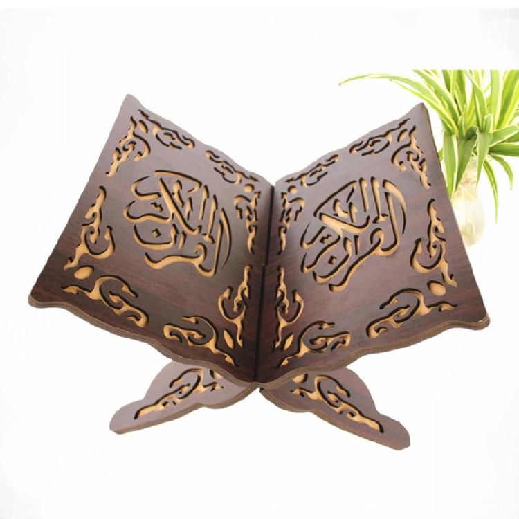 Eid Mubarak Bookshelf Wooden Islam Bible Books Storage Display Rack Retro Stand