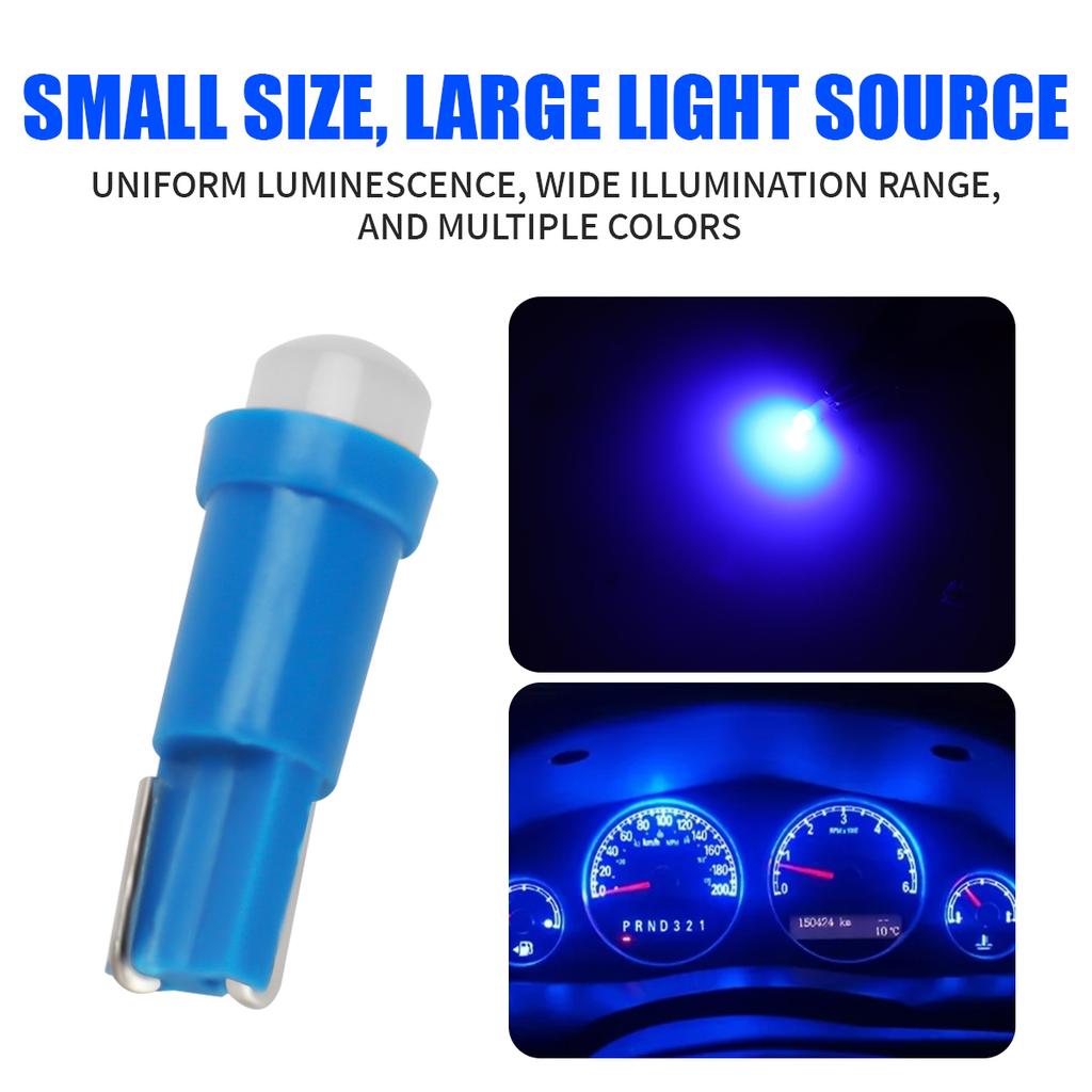 10/50pcs T5 LED W3W Car Wedge Dashboard Light Gauge Instrument Lamp Indicator Reading Light White Blue Green Yellow 12V