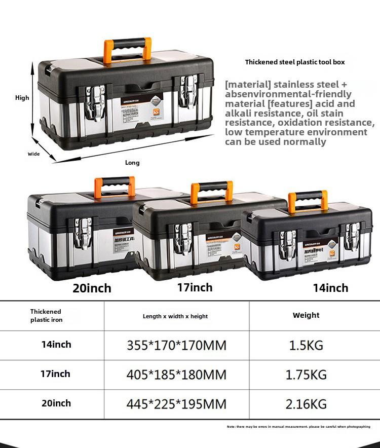 Green Forest Stainless Steel Toolbox: Multifunctional Storage for Hardware & Electricians