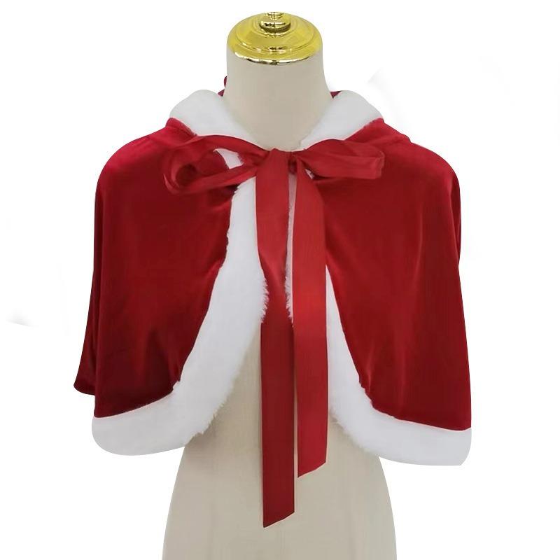 Winter Pure Lust Velvet Rabbit Ears Hooded Red Cape Osply Christmas Themed Clothing Accessories Bow