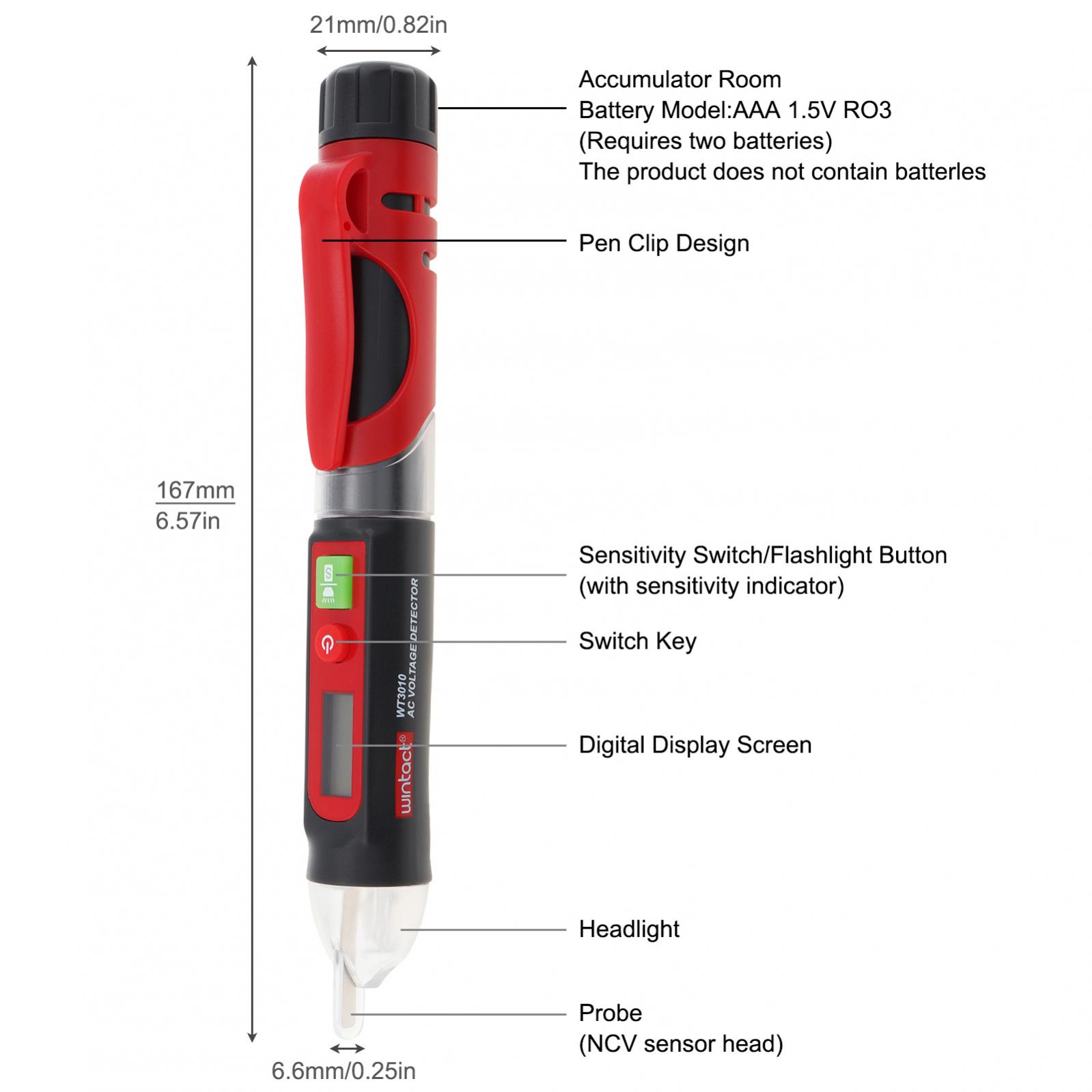 

Non-Contact Dual Range AC Voltage Tester Electrical Tester Pen with Dual Range AC 12V-1000V 48V-1000V
