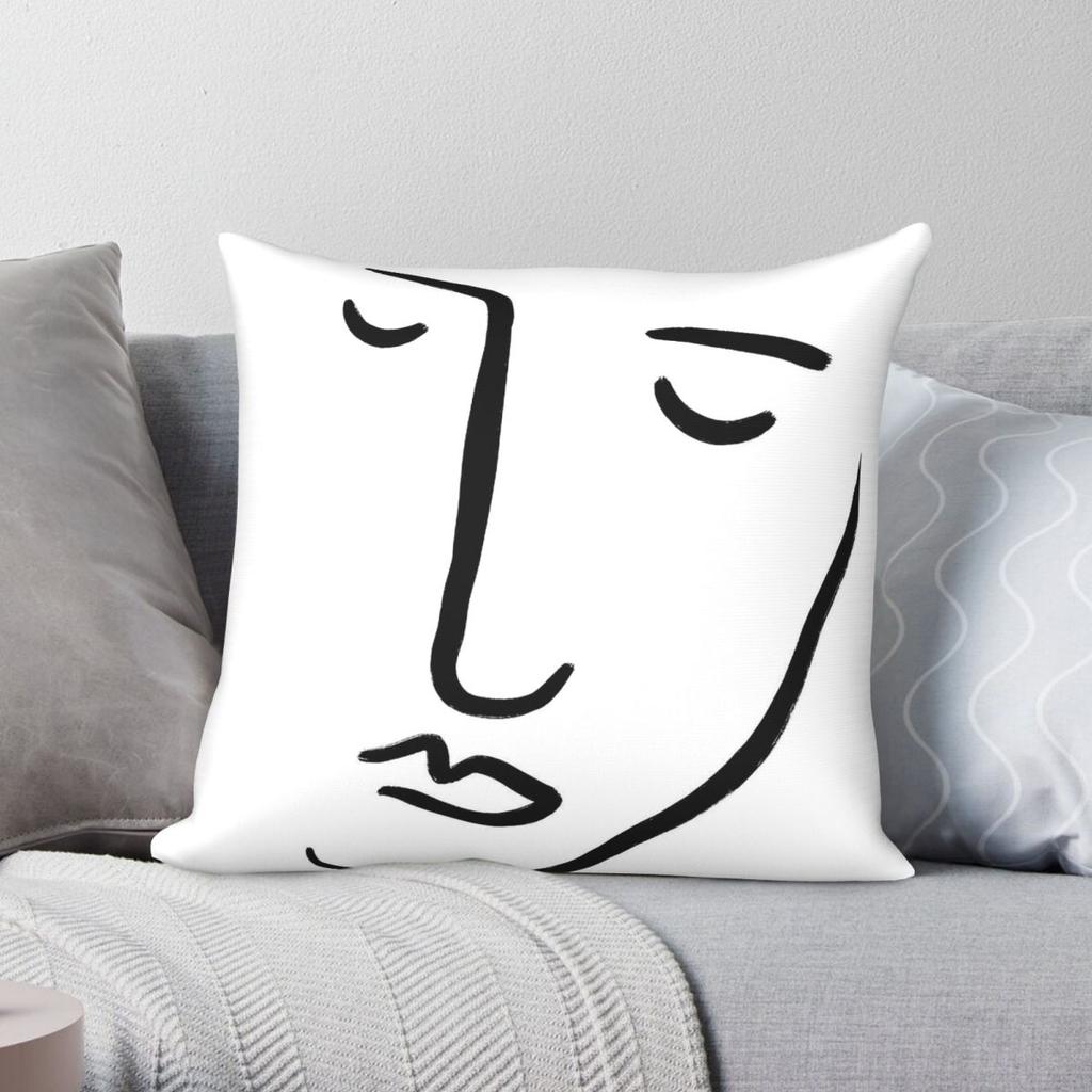 Abstract Face One Line Pillowcase Polyester Linen Velvet Creative Zip Decorative Throw Pillow Case Sofa Cushion Cover