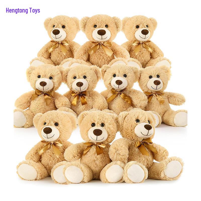 Rainbow Bow Tie Teddy Bear Plush Doll - 35cm Soft Festival Cushion