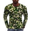 Men's Camouflage Printed Long Sleeve T-shirt European Size Casual round Neck Top Trendy Autumn Wear