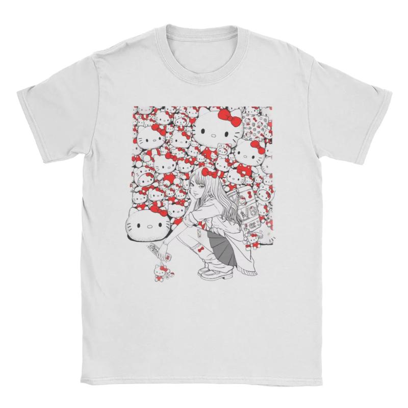 Junji-Itos Tomie X Hello Kitty Merch Unisex T Shirt Cotton Tee Graphic Printing Horror Tops T-shirt Oversized Y2k Men Women TEES
