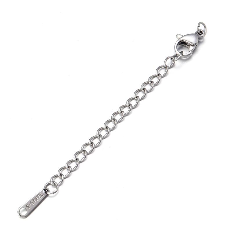 10pcs/lot Stainless Steel Extension Chains Link Jump Rings Lobster Clasps Connectors For Bracelets Necklace DIY Jewelry Making