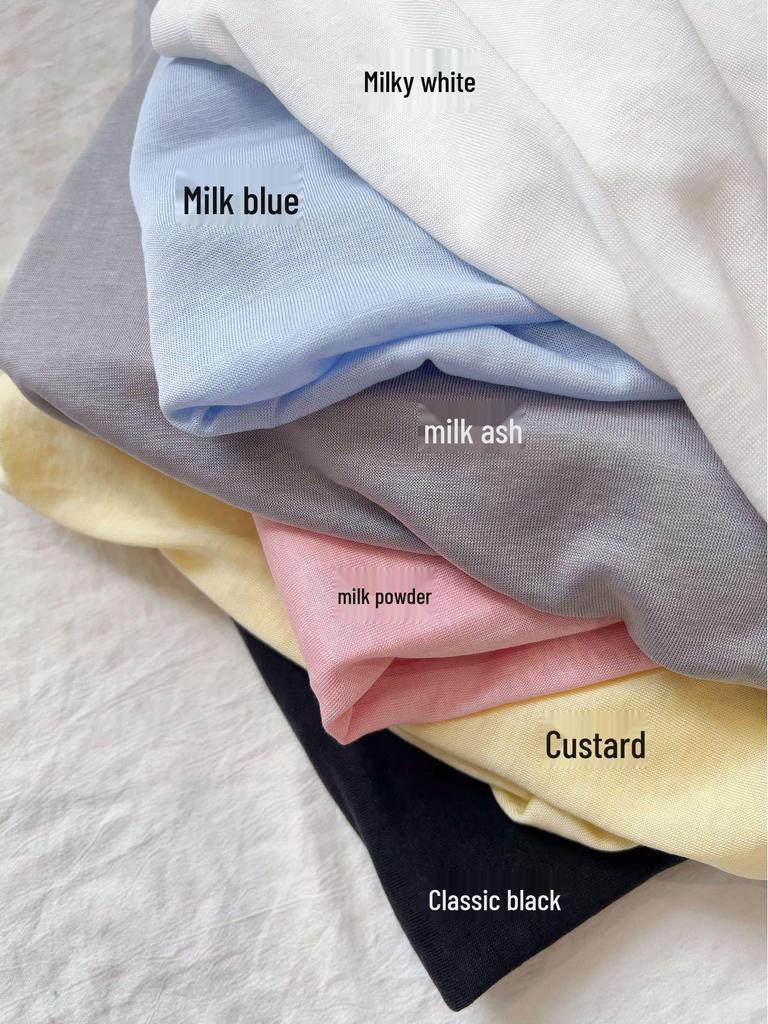 Women's Lyocell Tencel Long Sleeve Round Neck Loose Knit Sunscreen Cover-Up Top