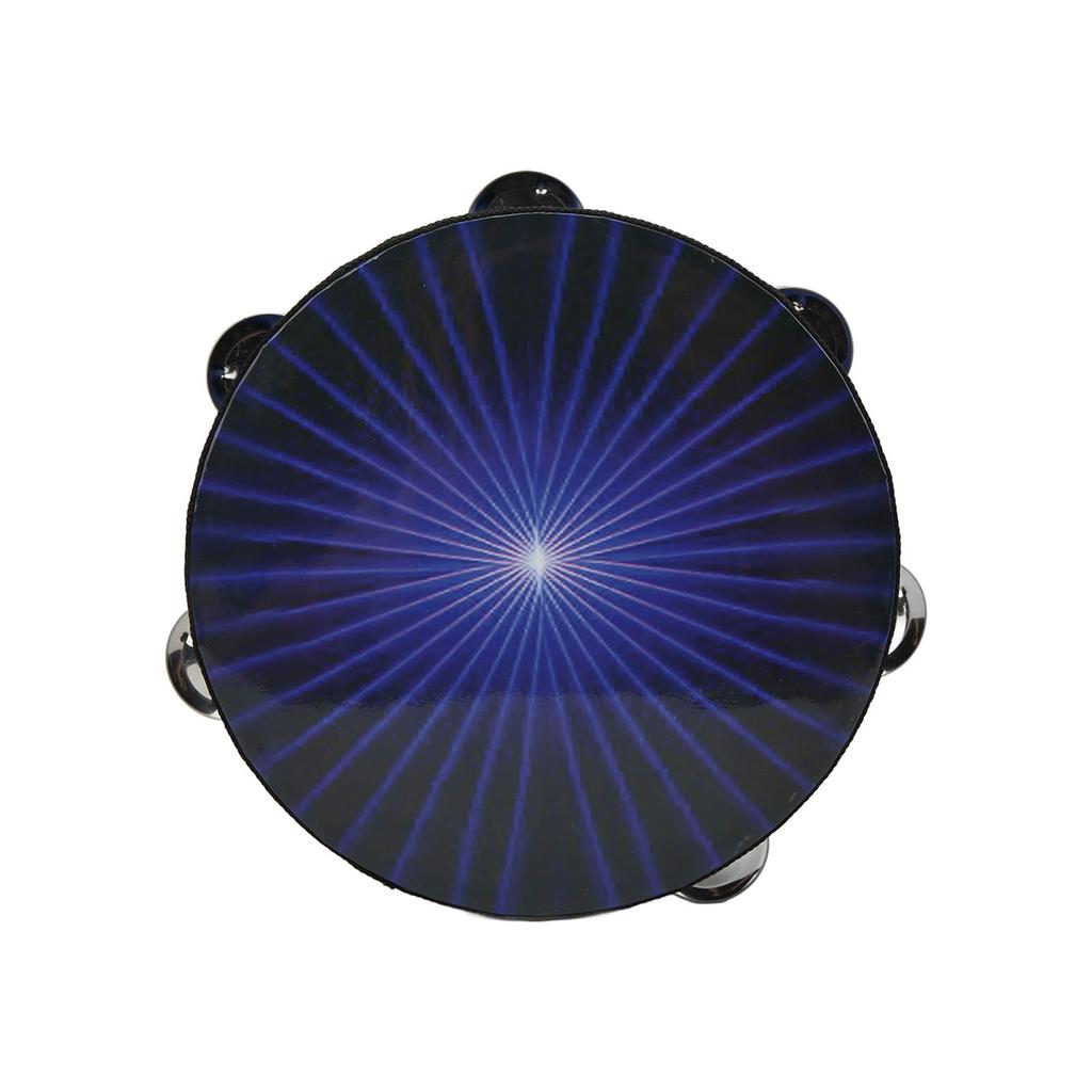 Tamboerijn 8 inch handpercussie-instrument met belletjes voor kinderen en volwassenen, blauw