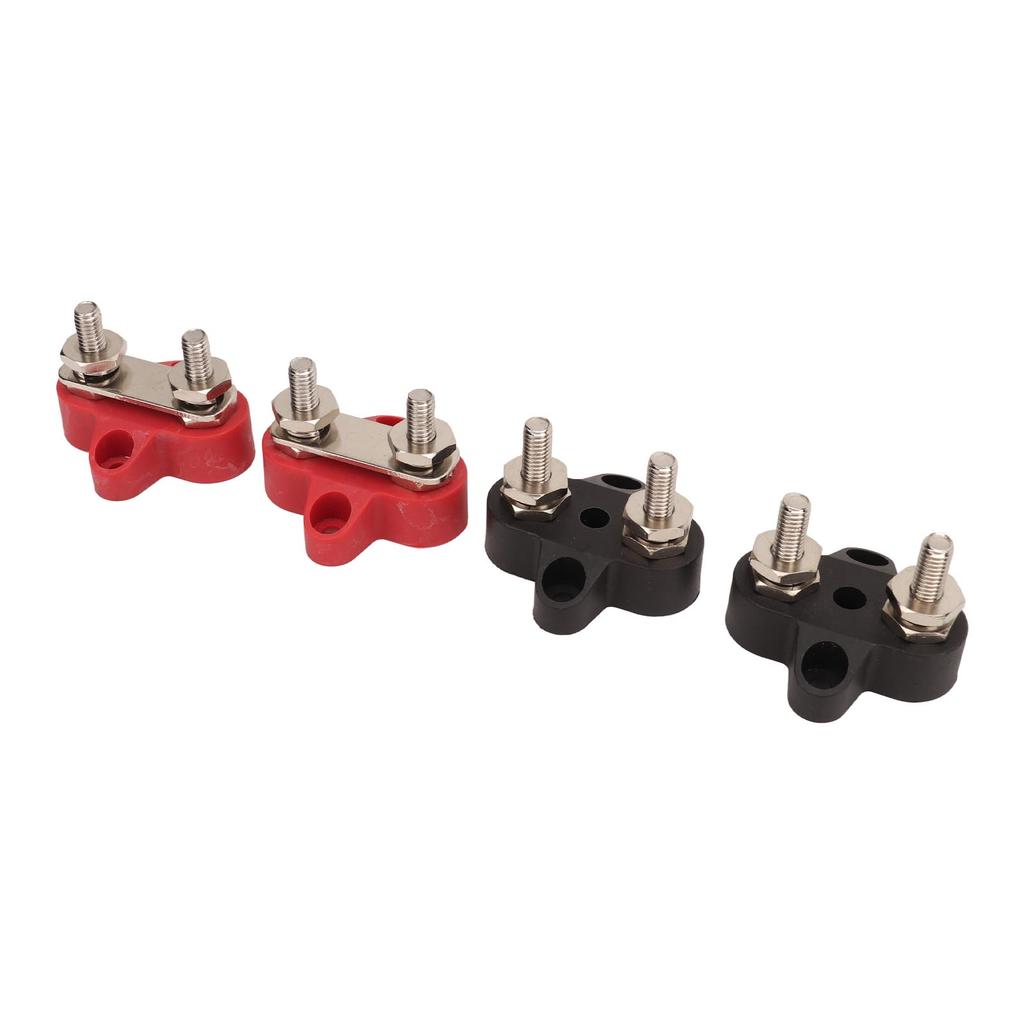 4Pcs Battery Power Stud M6 Dual Distribution Terminal Junction Post Block Bus Bar for Cars RVs Boats Trucks DC 12 To 48V