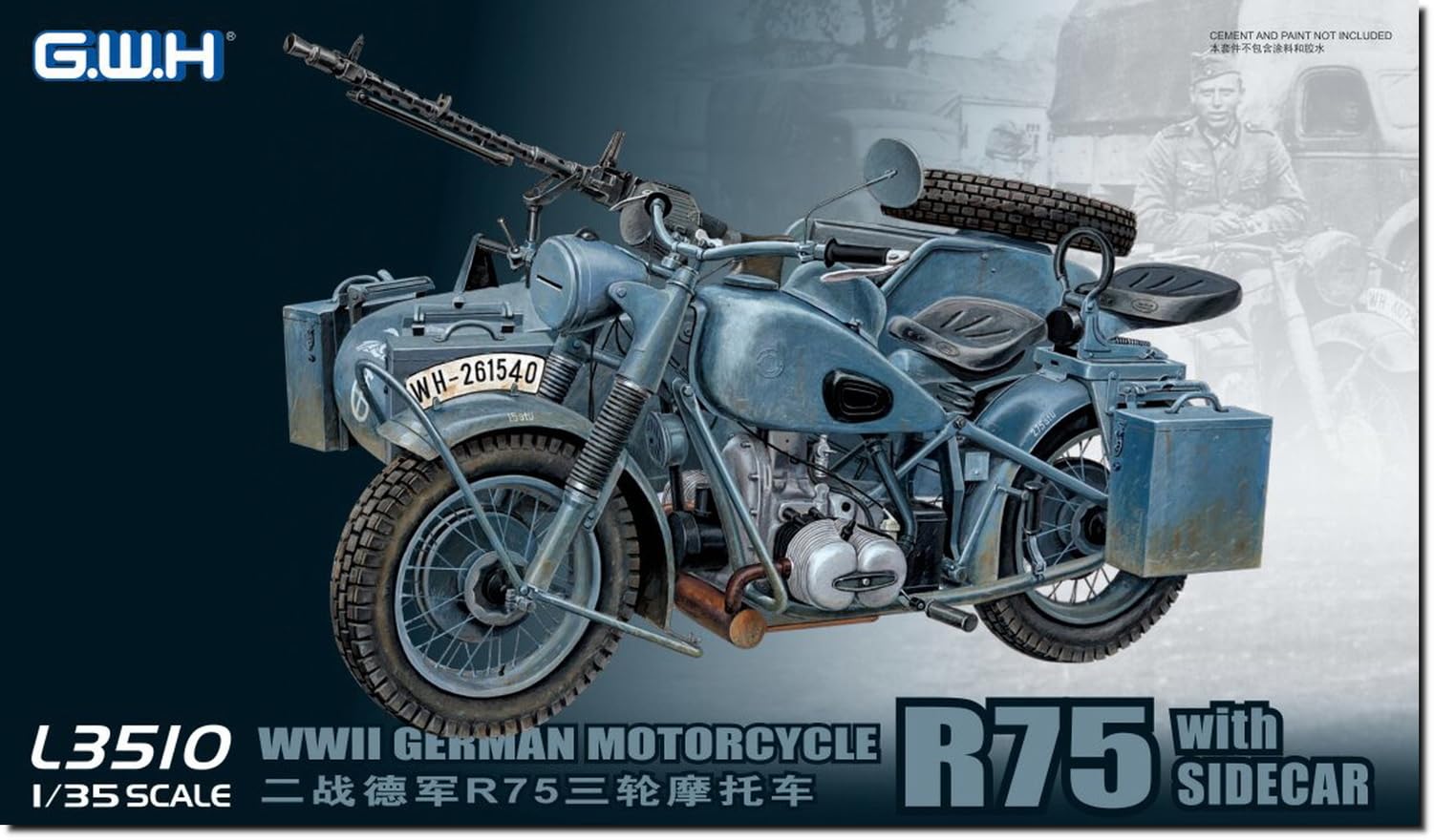 

Great Wall Hobby 1/35 WWII German Military Sidecar with R75 Trailer (2 Types) Plastic Model Kit L3510 (Military)