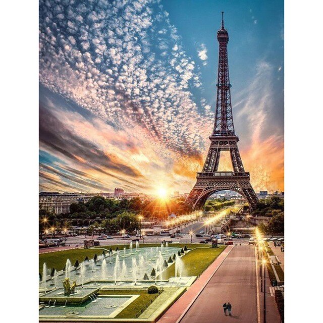 

Пейзажі своїми руками 5D алмазний живопис Набори для вишивки хрестом Алмазна вишивка Ейфелева вежа Картина зі стразами Мозаїка ручної роботи Подарунок Full Square 20X30CM рожевий червоний колір