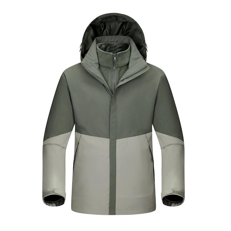 Silver Fox Velvet Liner Three-in-one Jacket for Men and Women Outdoor Windproof Waterproof Camping Warm Two-piece Jacket