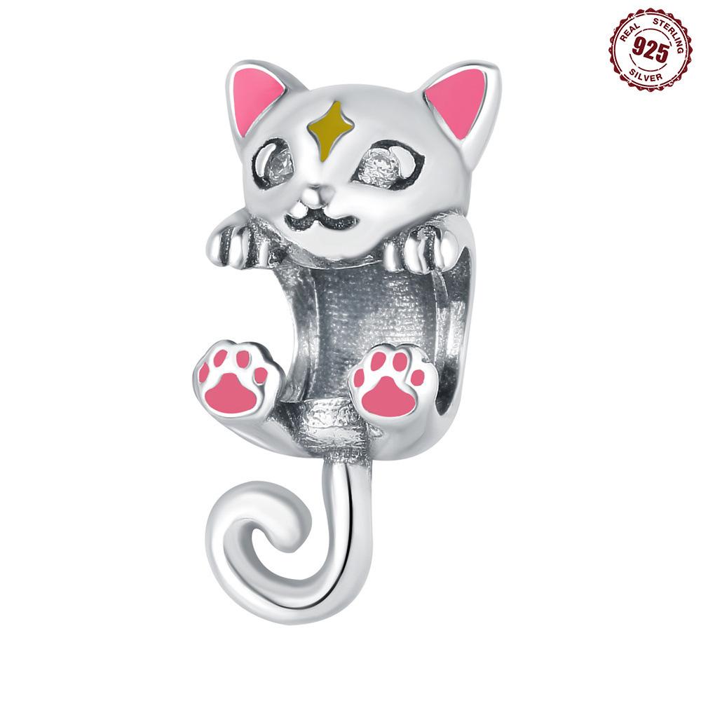 Beads 9 Sterling Silver Cat Beaded Diy Handmade Bracelet Necklace Jewelry Design