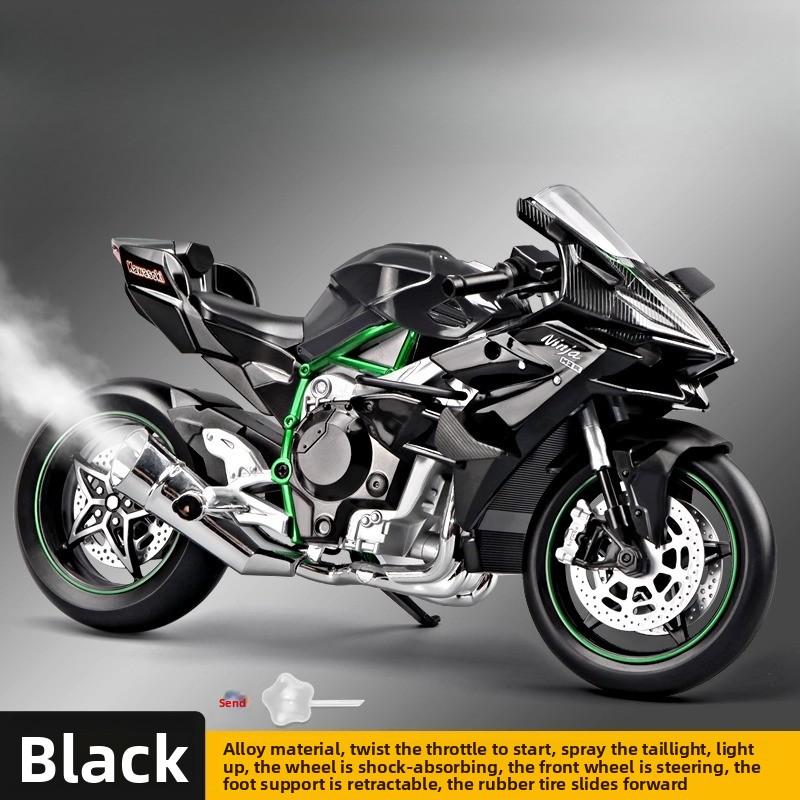 Large Size 1/9 Kawasaki H2R Simulation Spray Motorcycle Model Toy Simulation Alloy Motorcycle Model Boy Car Collection Handmade Gift
