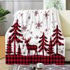 Cozy Red Plaid Reindeer Flannel Throw Blanket - Perfect for Christmas, Thanksgiving & All Seasons - Soft, Durable & Machine Wash