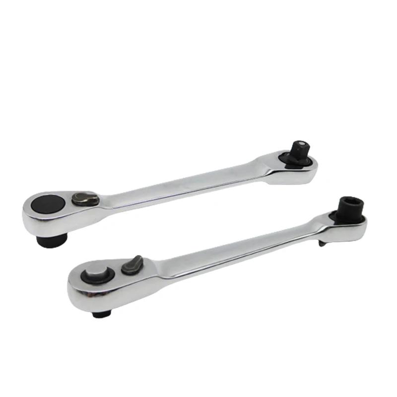 Portable 1/4 Inch Double Ended Quick Socket Ratchet Wrench Screwdriver Bit Spanner Two-way adjustable Hand Tools for Mechanic