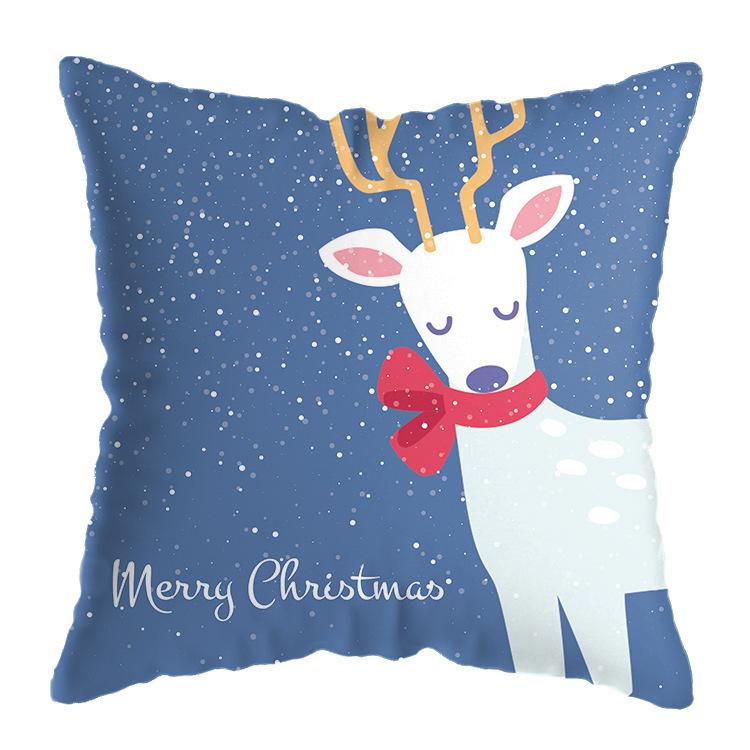 Cartoon Santa Claus Pattern Throw Pillow Cover With Short Plush Print Living Room Sofa Decoration Cushion Cover Pillow Covers
