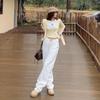 Women's Autumn 2025 White Retro Low-Waist Loose Straight-Leg Floor-Length Jeans