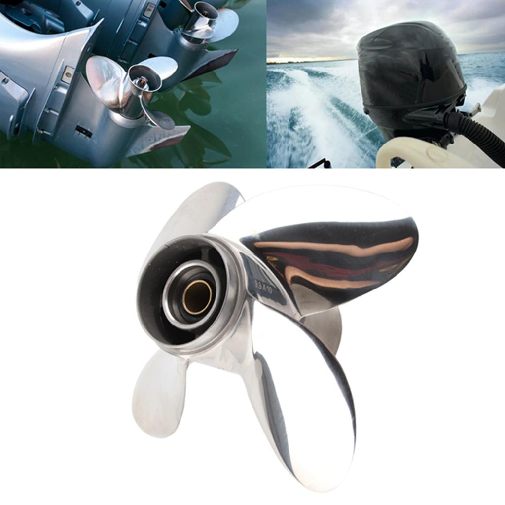 Marine Outboard Propeller 4 Blades 10 Spline Teeth Fit for 25‑30HP 3in Gearcase