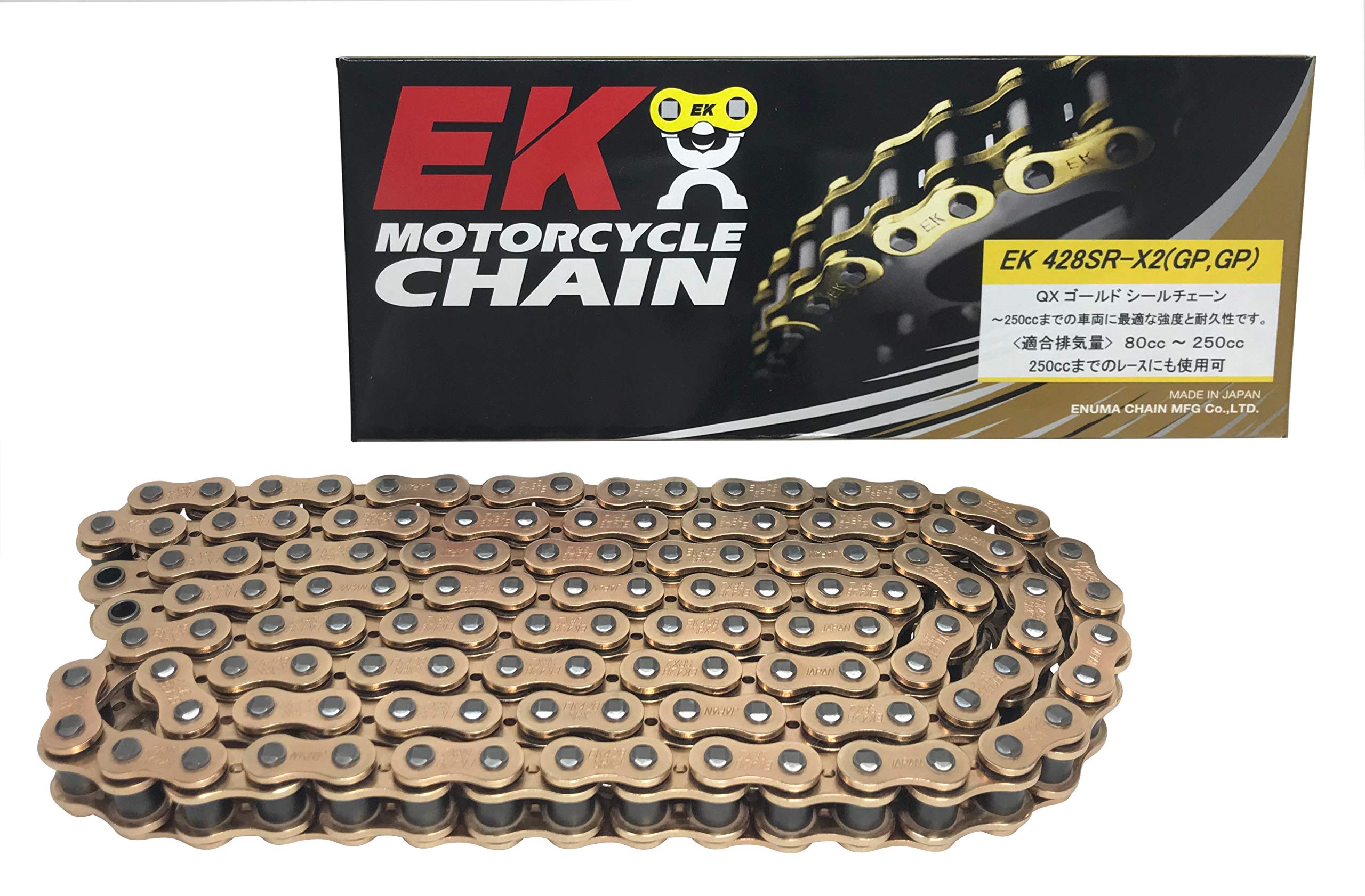 

EK QX Ring Seal Chain Gold 108L Clip 428SR-X2 [Semi-Press Joint] -