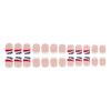 4th of July Glues on Nail Short Square Fake Nail Independence Day French Tip Press on Nail Artificial Acrylic Nail