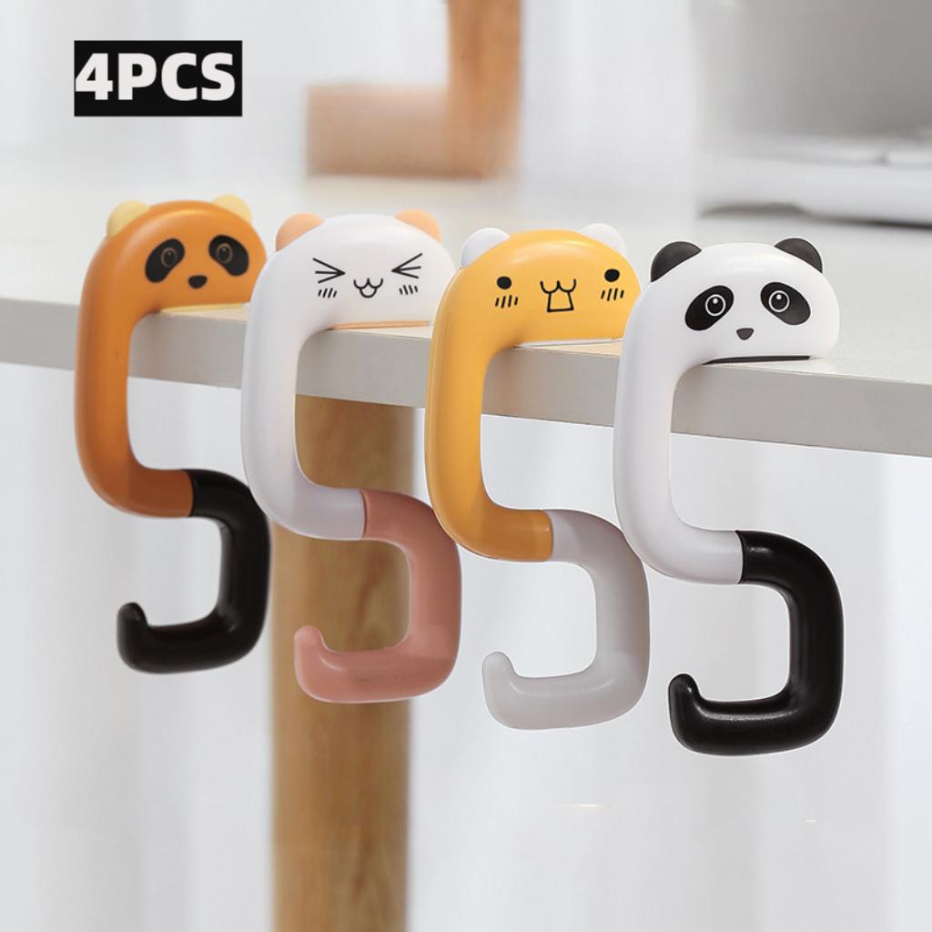 Cute Portable Bag Hook Animal Plastic Table Hook Portable Multifunctional Table Purse Bag Hooks for Home School Saving Space