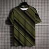 Summer Men's Short Sleeve T-Shirt Vintage Striped 3d Print Everyday Street Casual Crew-Neck Wear Oversize Tops Tees Size XXS-6XL
