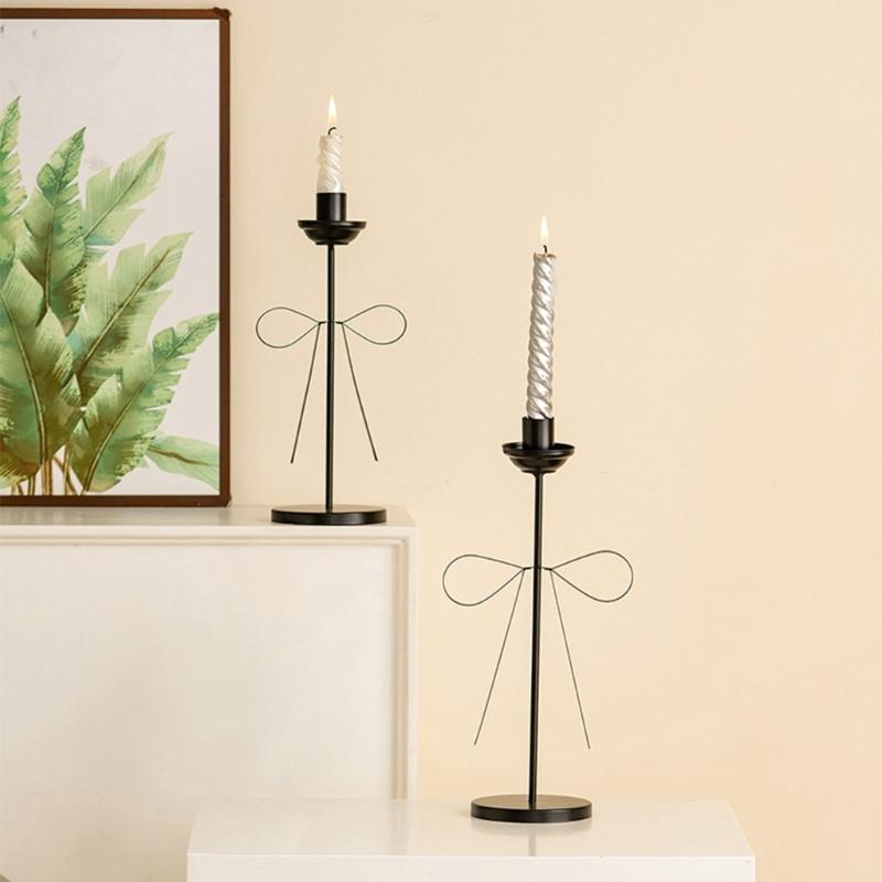 Decorative Candle Stands Iron Taper Candle Holders Bowknot Candlestick Holders for Wedding,Dinning,Party Decorations
