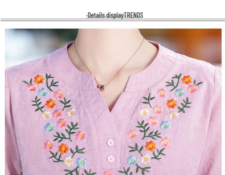 2026 New Women's Cotton Linen Short Sleeve T-shirt - Plus Size Summer Top for Middle-aged Moms