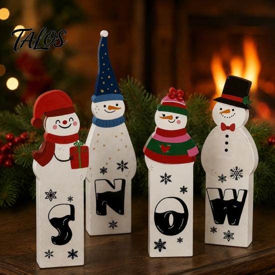 Vintage Style Christmas Signs Wooden Tiered Tray Decor, Santa Reindeer Snowman Figurines Festive Elk for Holiday Tabletop Decorations And Rustic Home