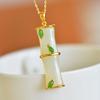 Xinjiang Hotan Jade S925 Silver Inlaid High Bamboo Pendant Necklace for Women's Birthday Gift