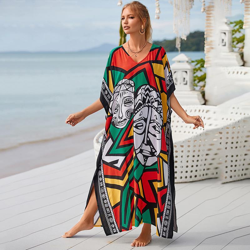 2022 European & American Plajă Rayon Acoperire Robă Lungă Costum de Baie Rochie de Damă
