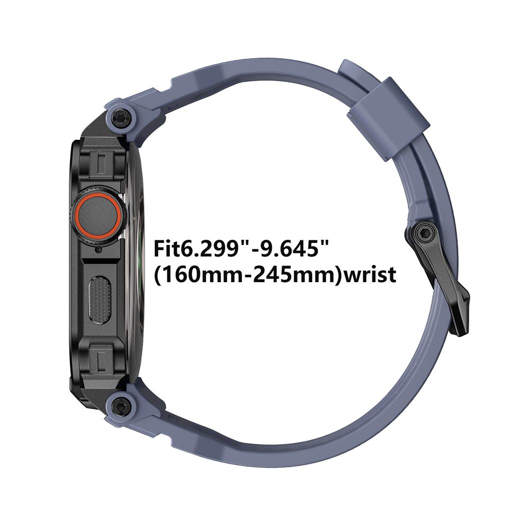 Rugged Integration Band with Case for Apple Watch 46mm 49mm Sport Silicone Strap with Metal Bumper Covers for iWatch 46 49mm
