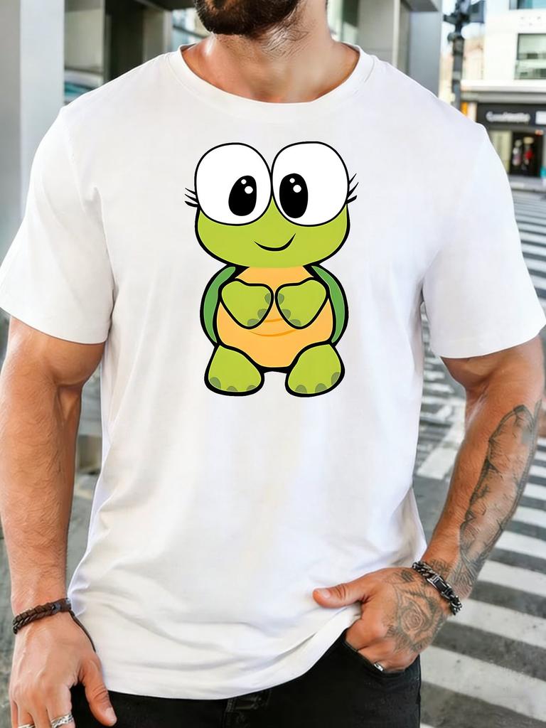 Unisex Crew Neck Tee Big Eyes Cute Cartoon Turtle Graphic Print Short Sleeve Top Summer Daily Outdoor Loose Soft Casual Basic Wear