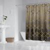 Brown Gradient Plaid Pattern Printed Shower Curtain, Waterproof, Washable, With 12 Hooks, Bathroom Shower, Bathtub, Home Use