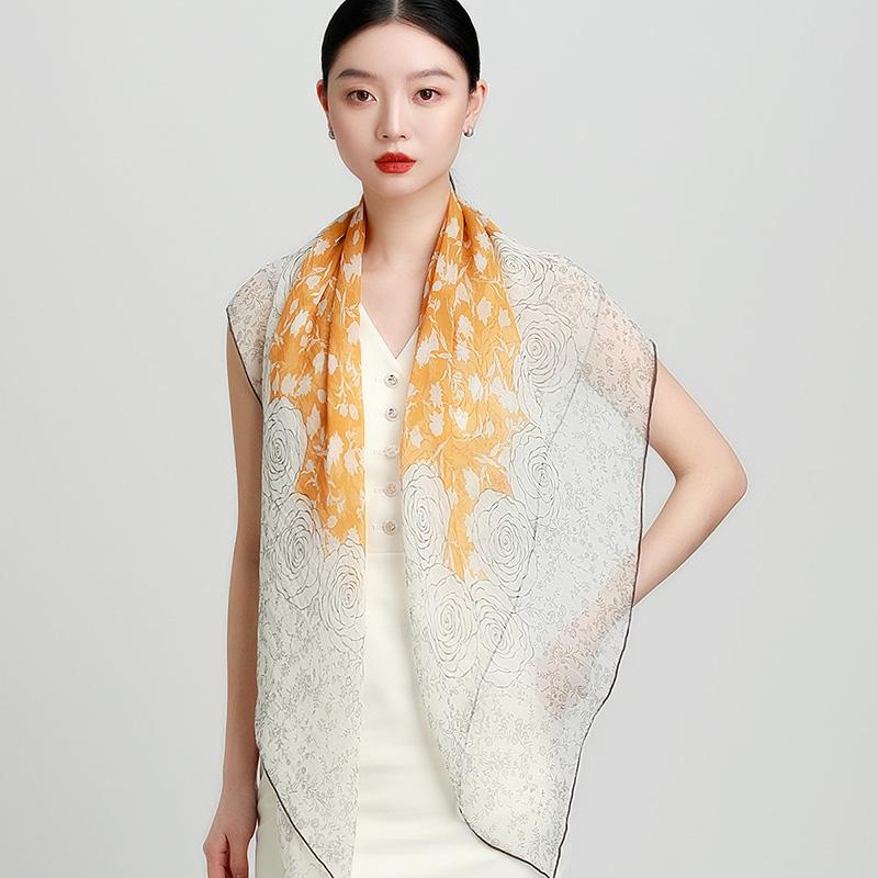 Handmade 100% Mulberry Silk Square Scarf Shawl