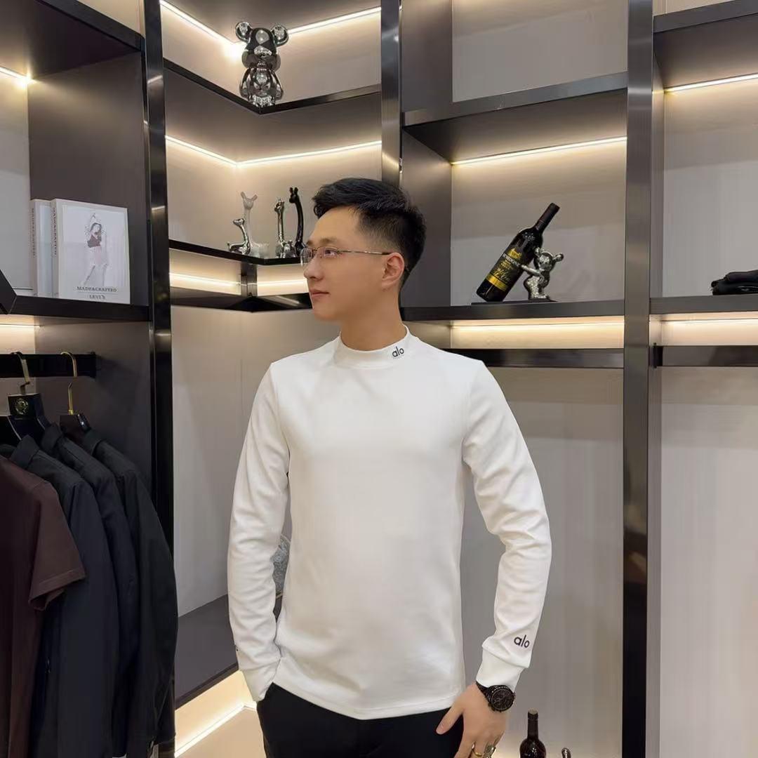 

Men s Autumn Long Sleeve High Neck Slim Fit Mercerized Cotton T-Shirt XXXXXL fit for 92-100 kg белый