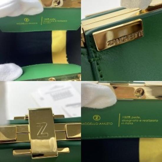 Unused ZANCHETTI Amuleto 20 Women's Luxury Shoulder Bag – Convertible Crossbody Handbag, Italian Designer Purse,Green / Gold Bag