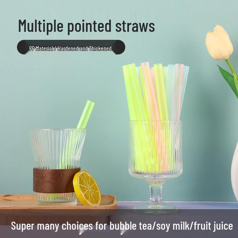 

Biodegradable Transparent High-Temp Milk Tea Straws with Pearl Thick Tips 190mm*6mm [PP material, plastic packaging]