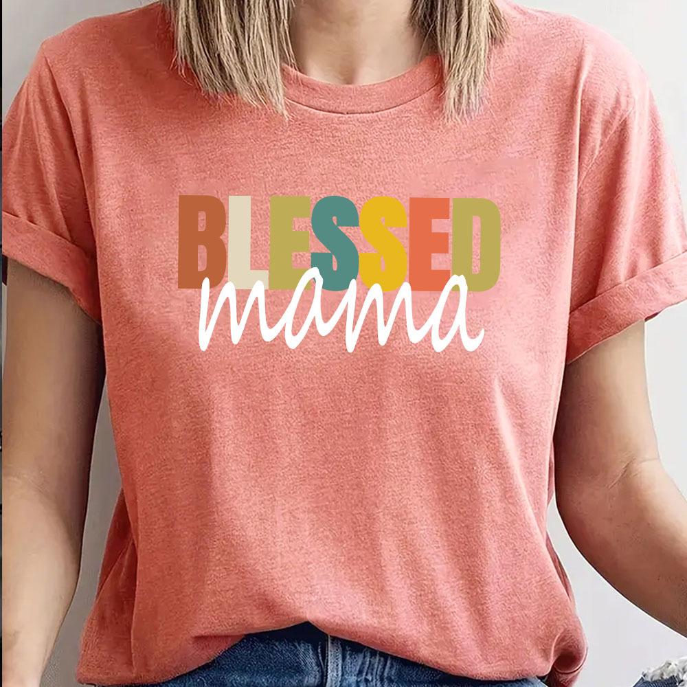 Cotton T-Shirt Short Sleeve Round Neck Women 2d Print Tops