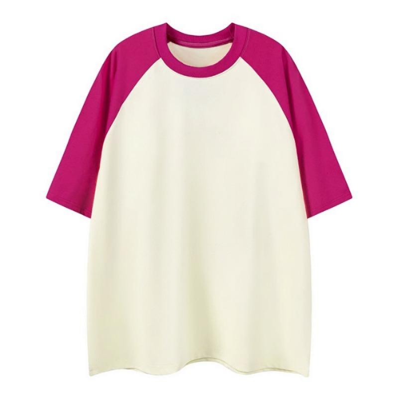 Pure Cotton Multicolored Heavy-duty Couple T-shirt with Shoulder Sleeves for Short-sleeved Women