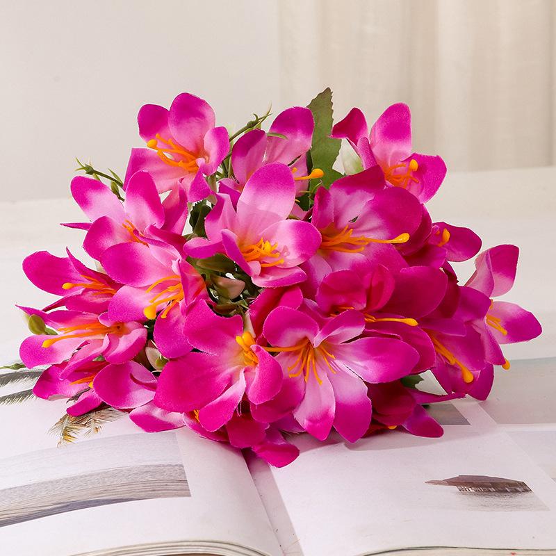 Simulation 5-Zweig 10 Köpfe Bunte Lilie Hochzeit Heimdekoration Simulation Narzissen-Orchideen-Dekoration Vase Requisiten Fotografie