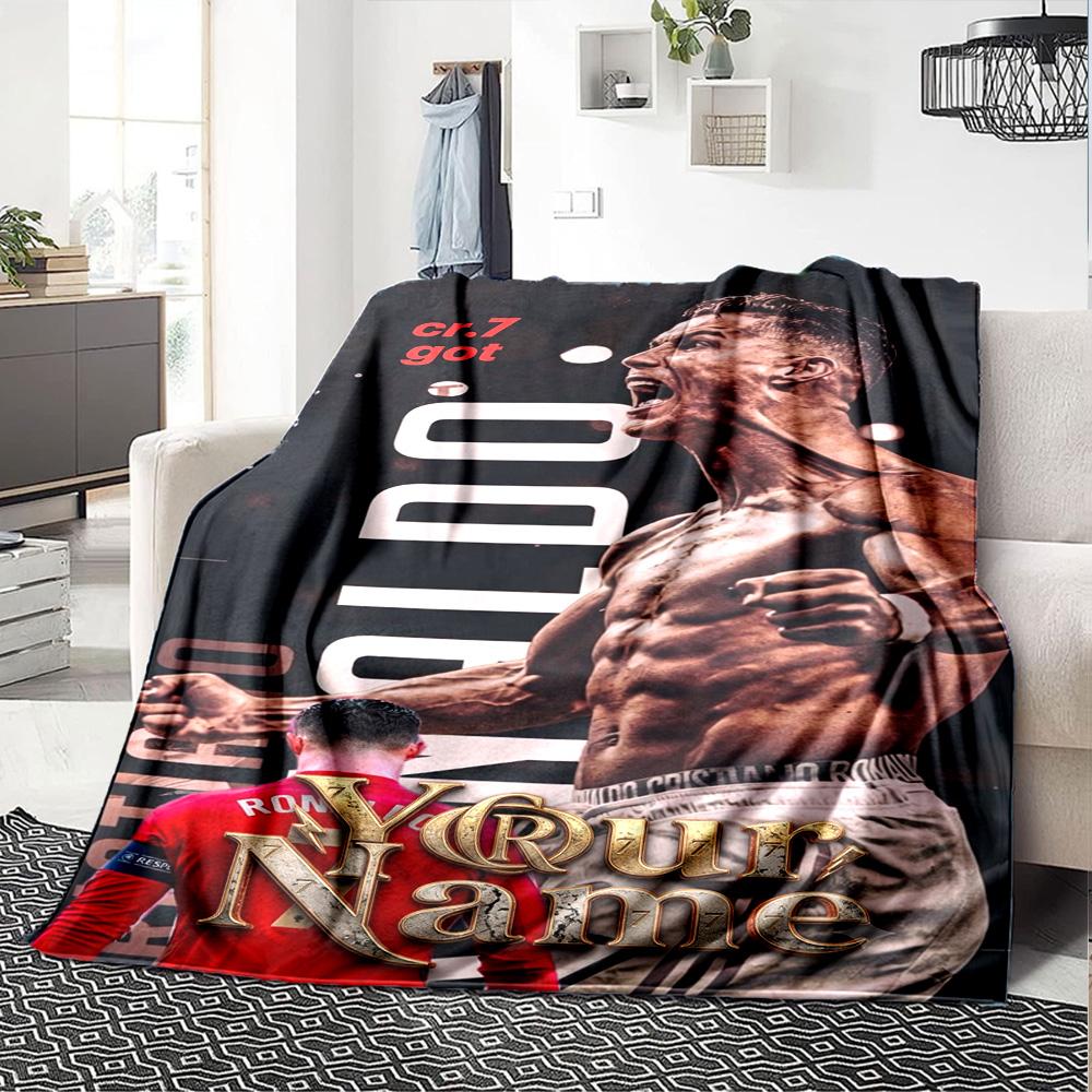 Cristiano Ronaldo (152) Personalized Name Blanket Multi-purpose Personalized Blanket Soft Warm Cozy Perfect for Livingroom Sofa Home Decor Picnics