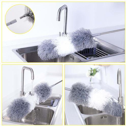 CLEANHOME Extendable Duster/Handy Mop for High-Surface Cleaning, Extends up to 250cm, Hand Washable, Bendable, Suitable for Ceilings, Cars, Homes, Bli
