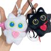 Kawaii Black Cat with Wings Keychain; Plush Doll Bag Pendant; Cute Backpack Decor; Ideal Gift for Couples.