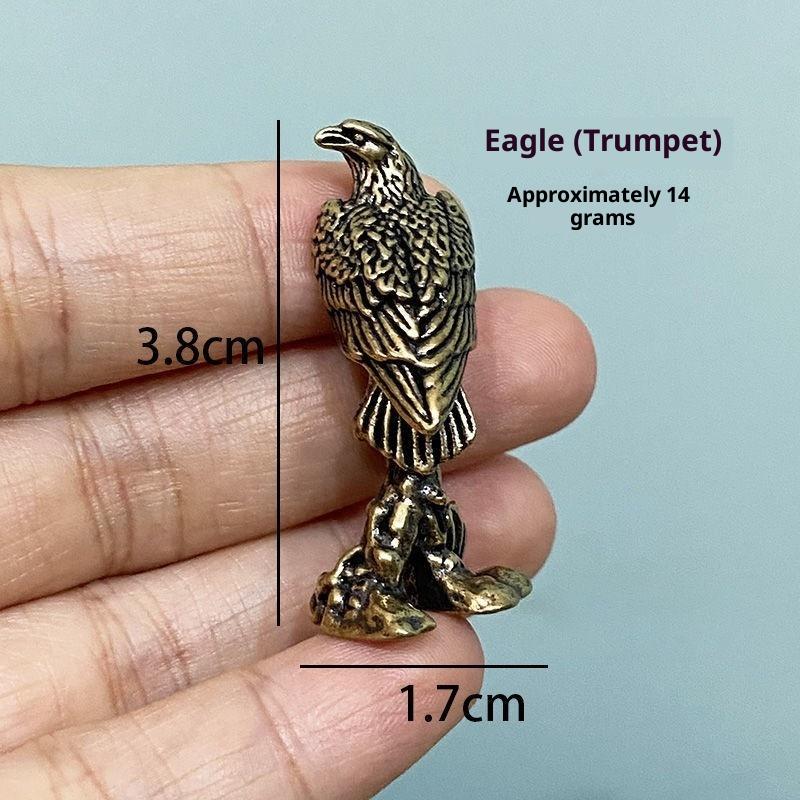1Pc Vintage Copper Plated Bird Figurine Sculpture Crafts Handmade Eagle Ornament Home Office Desk Animal Decoration